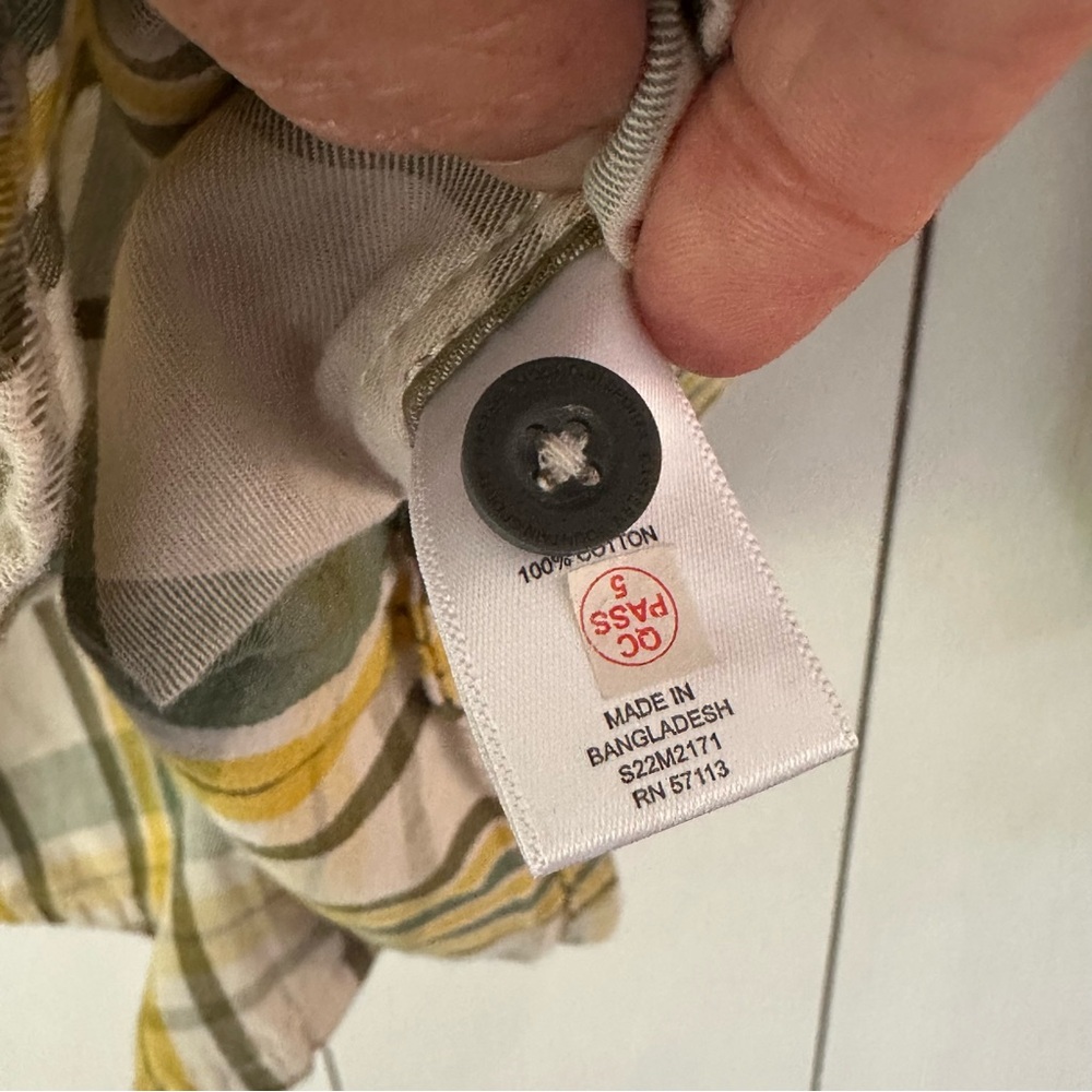 EMS Eastern Mountain Sports Plaid Flannel Shirt Sz S Green Yellow Grunge - Picture 8 of 9